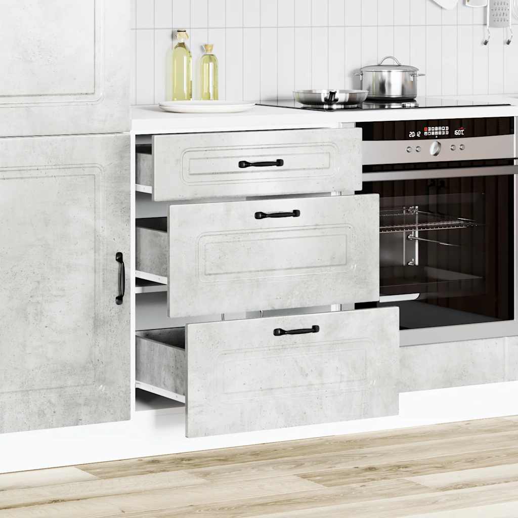 vidaXL Meuble bas de cuisine Kalmar gris béton en bois d'ingénierie