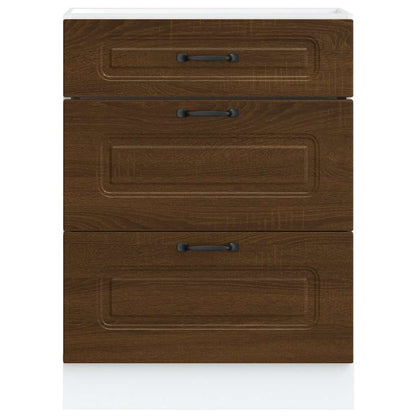 vidaXL Meuble bas de cuisine Kalmar Marron Aspect chêne Bois d'ingénierie