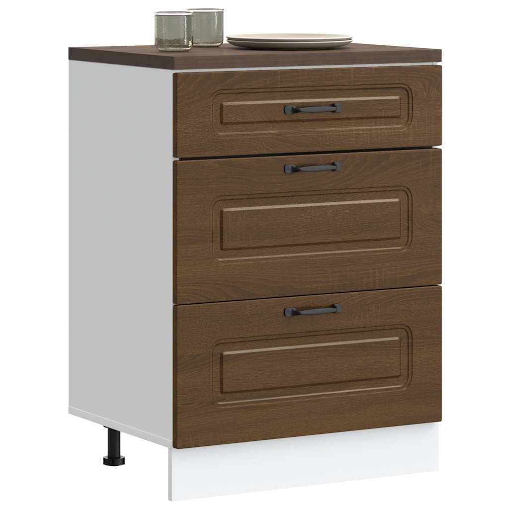 vidaXL Meuble bas de cuisine Kalmar Marron Aspect chêne Bois d'ingénierie