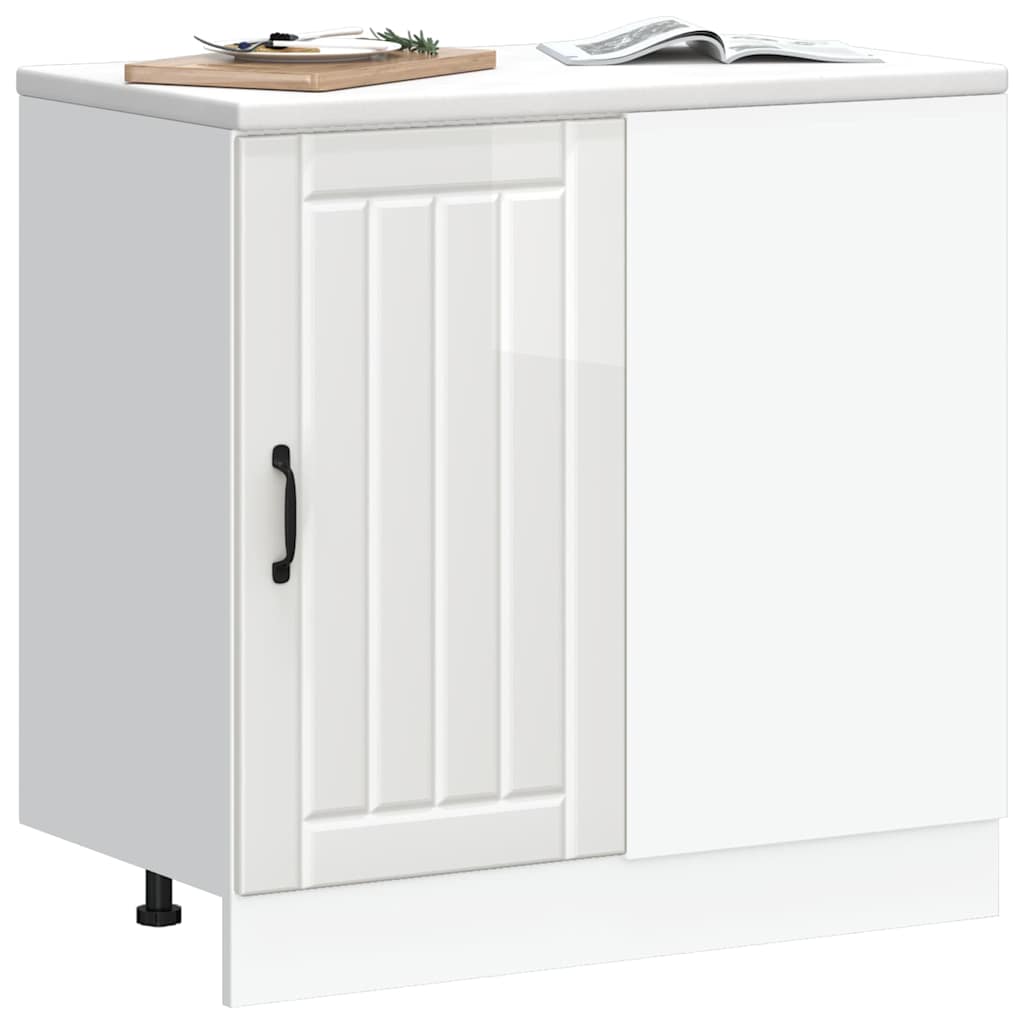 Meuble bas de cuisine vidaXL « Lucca » blanc brillant en bois d'ingénierie