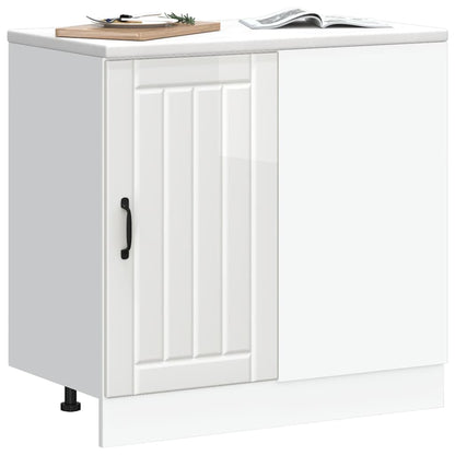 Meuble bas de cuisine vidaXL « Lucca » blanc brillant en bois d'ingénierie
