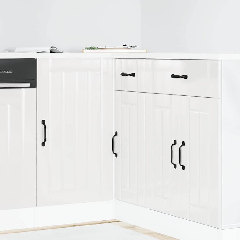 Meuble bas de cuisine vidaXL « Lucca » blanc brillant en bois d'ingénierie