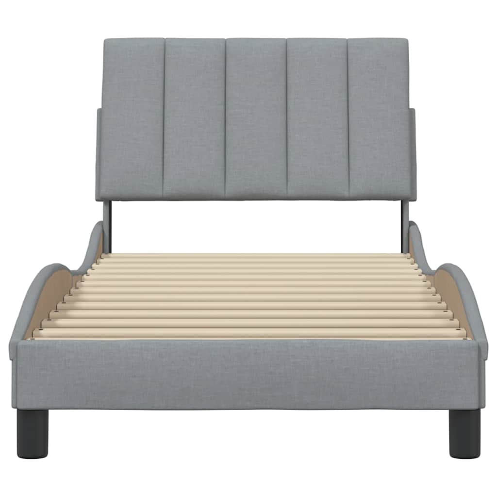 vidaXL Bettgestell ohne Matratze "Hanko" Hellgrau 90x190 cm Stoff