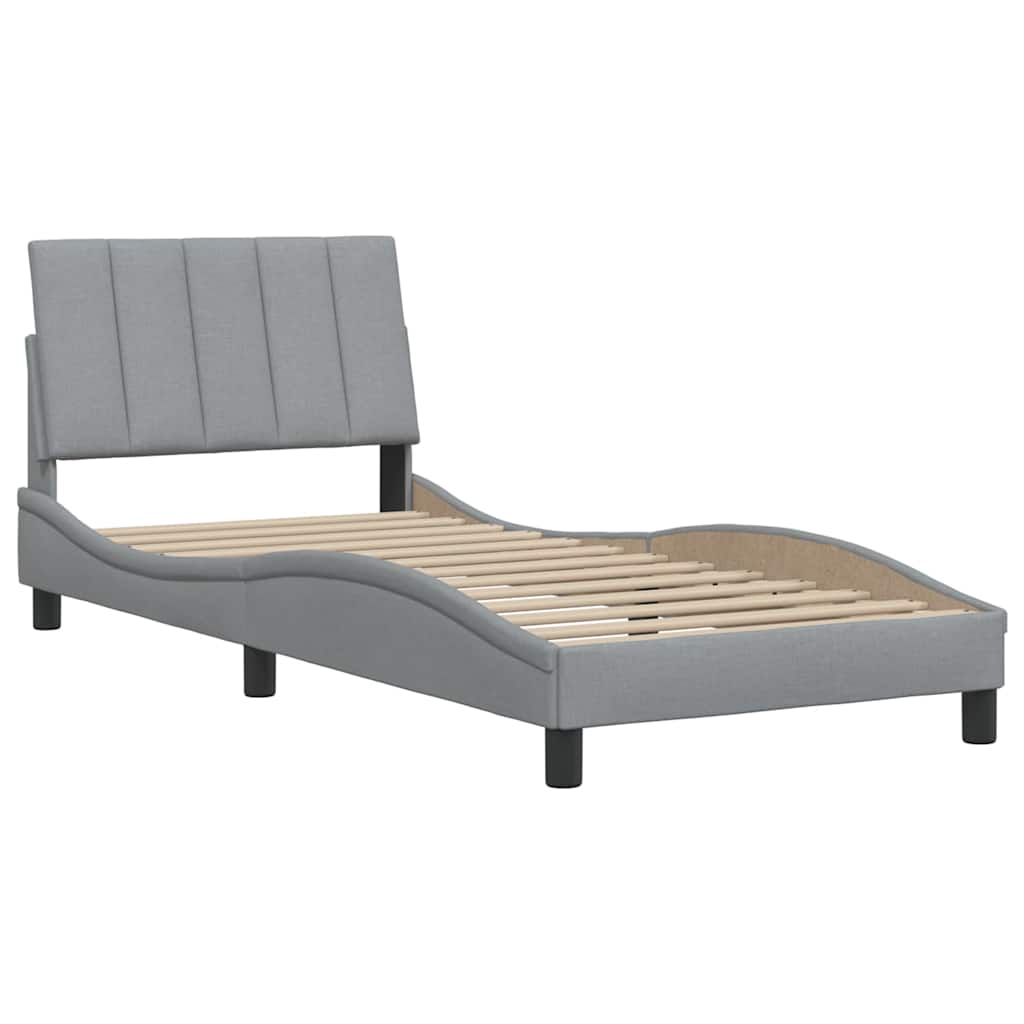 vidaXL Bettgestell ohne Matratze "Hanko" Hellgrau 90x200 cm Stoff