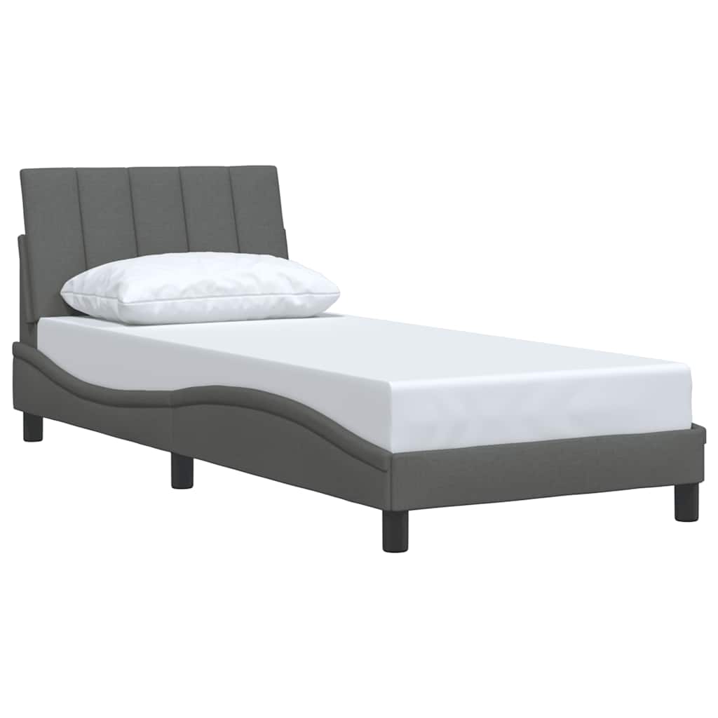vidaXL Bettgestell ohne Matratze "Hanko" Dunkelgrau 90x200 cm Stoff