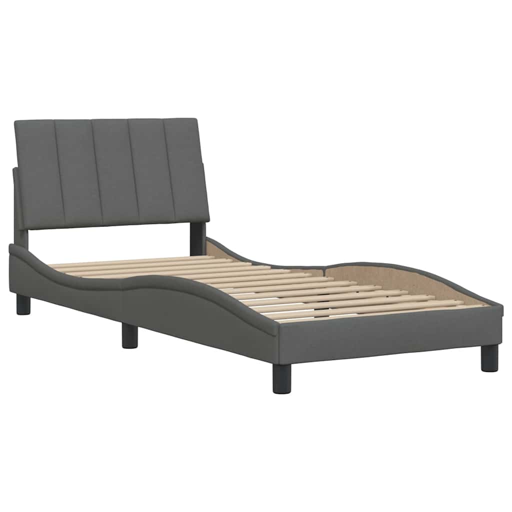 vidaXL Bettgestell ohne Matratze "Hanko" Dunkelgrau 90x200 cm Stoff