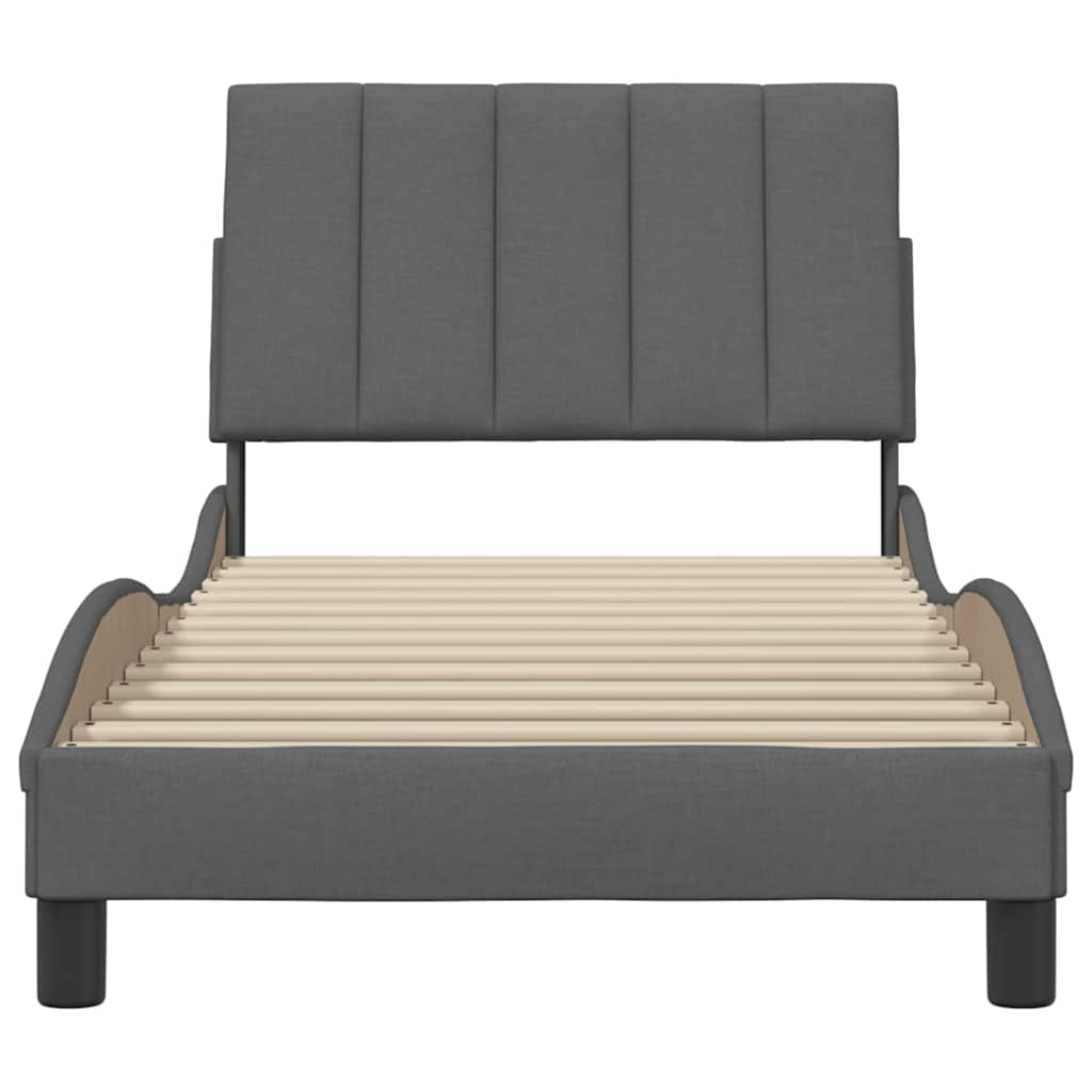 vidaXL Bettgestell ohne Matratze "Hanko" Dunkelgrau 90x200 cm Stoff