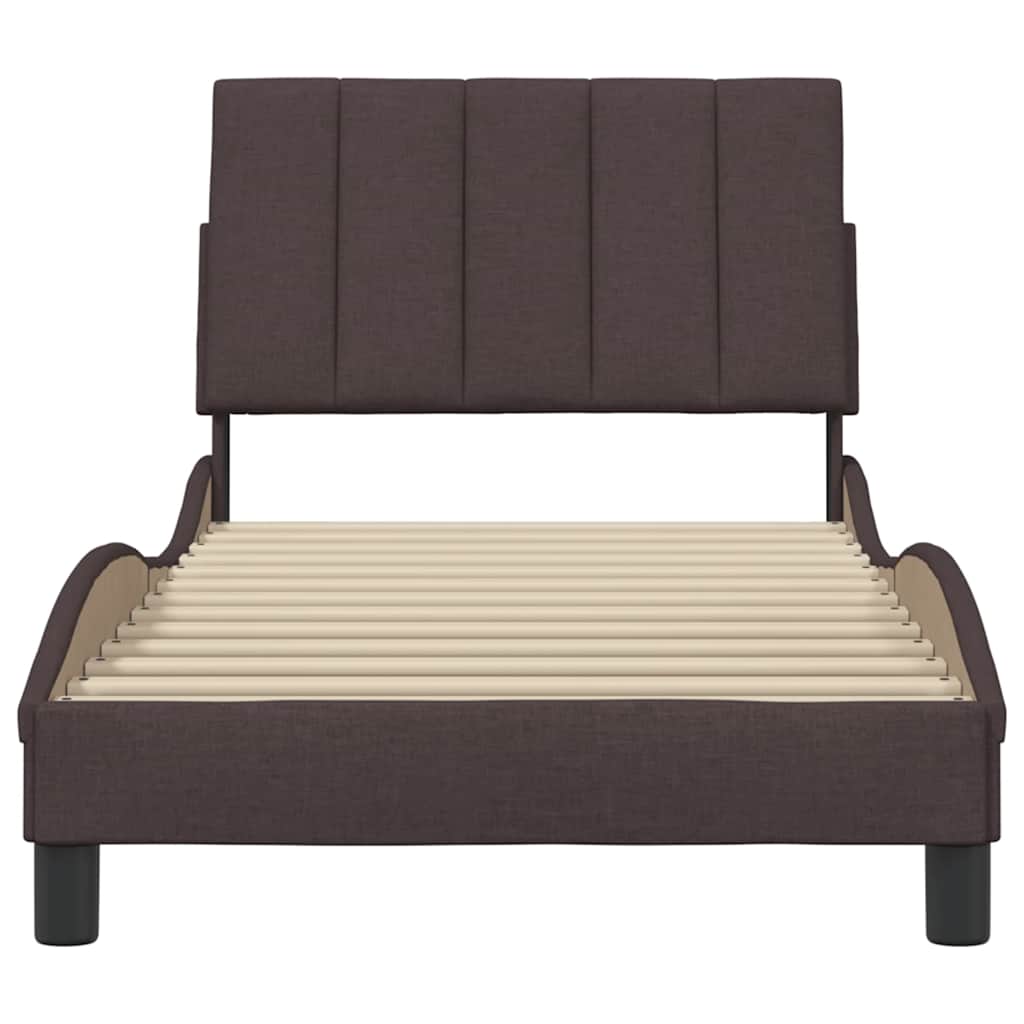 vidaXL Bettgestell ohne Matratze "Hanko" Dunkelbraun 90x200 cm Stoff