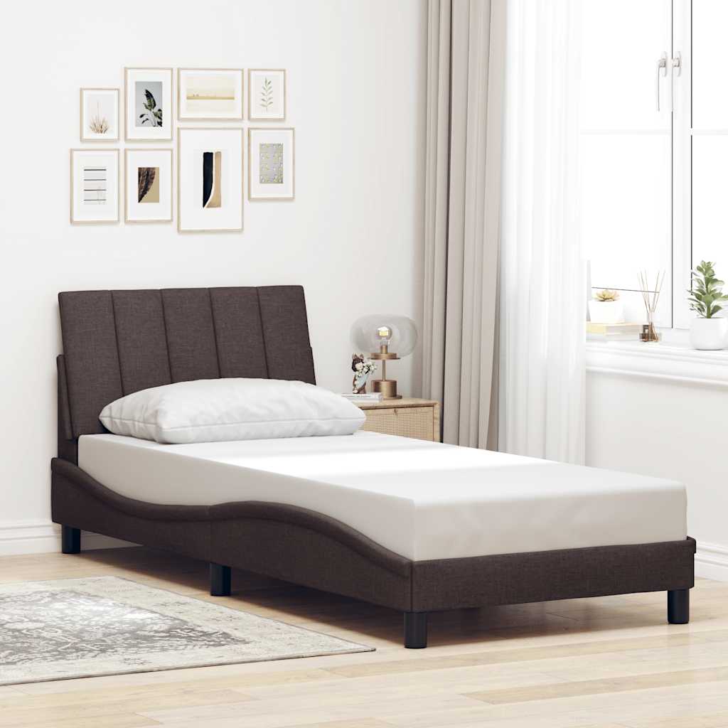 vidaXL Bettgestell ohne Matratze "Hanko" Dunkelbraun 90x200 cm Stoff