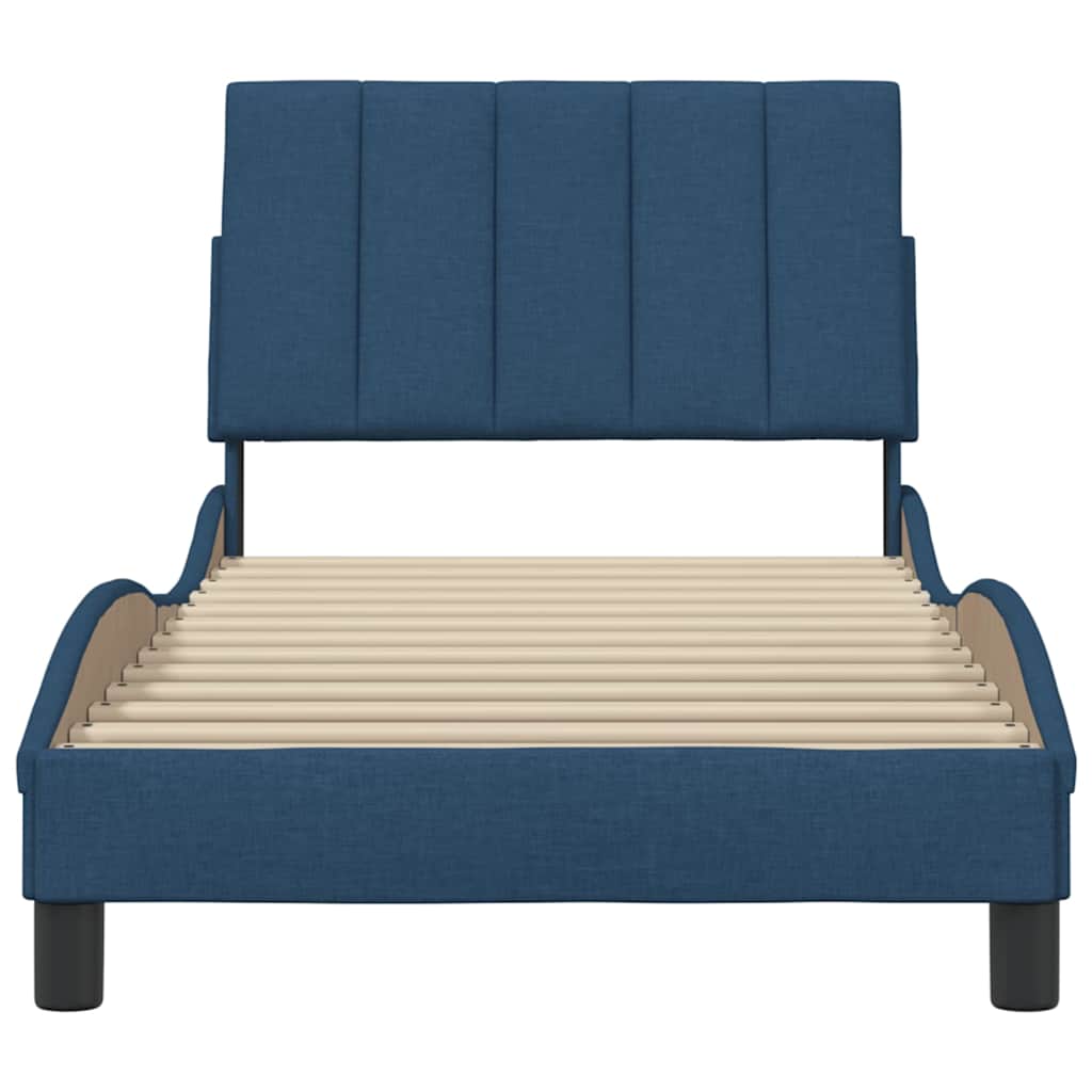 vidaXL Bettgestell ohne Matratze "Hanko" Blau 90x200 cm Stoff