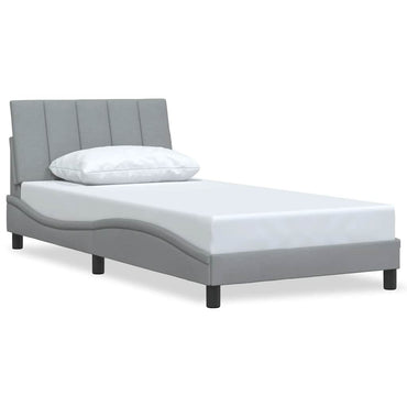 vidaXL Bettgestell ohne Matratze "Hanko" Hellgrau 100x200 cm Stoff