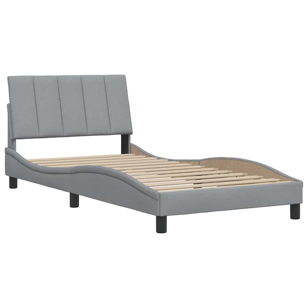 vidaXL Bettgestell ohne Matratze "Hanko" Hellgrau 100x200 cm Stoff