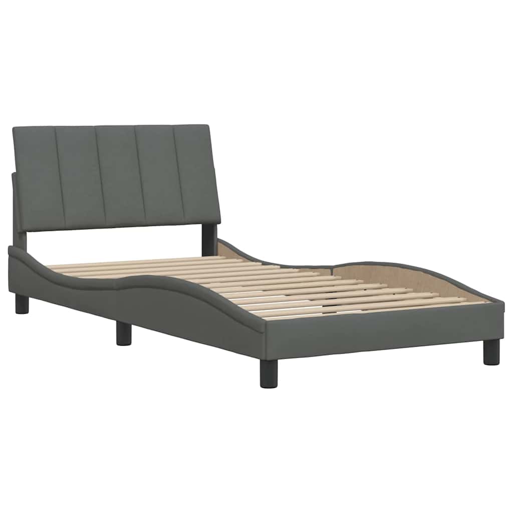 vidaXL Bettgestell ohne Matratze "Hanko" Dunkelgrau 100x200 cm Stoff
