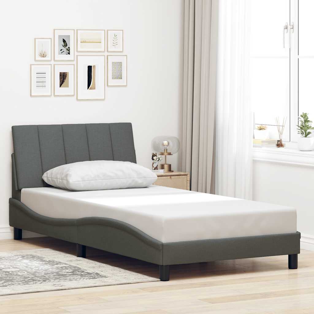 vidaXL Bettgestell ohne Matratze "Hanko" Dunkelgrau 100x200 cm Stoff