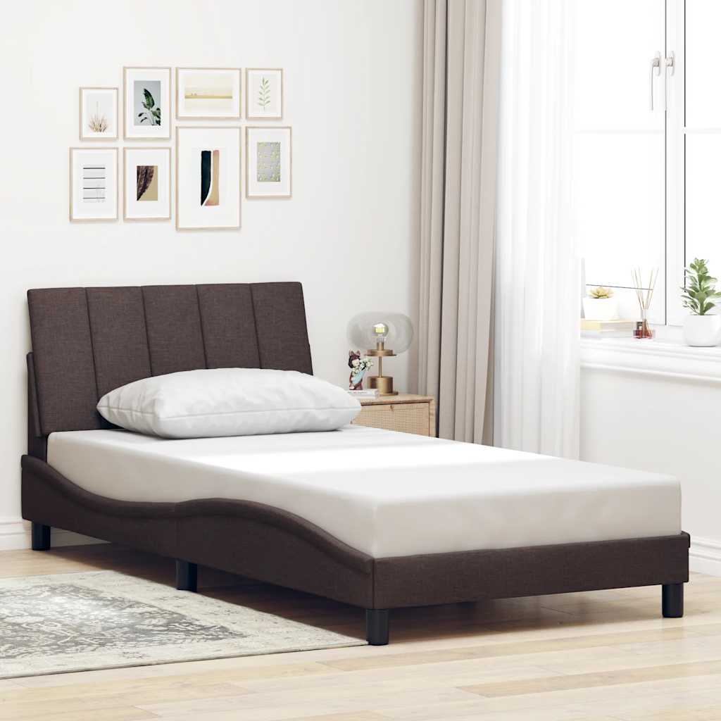 vidaXL Bettgestell ohne Matratze "Hanko" Dunkelbraun 100x200 cm Stoff