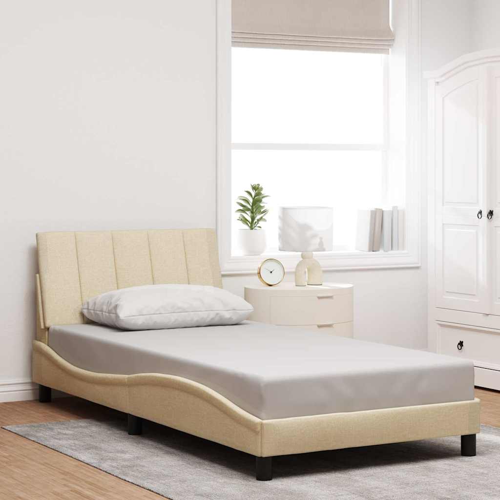 vidaXL Bettgestell ohne Matratze "Hanko" Creme 100x200 cm Stoff