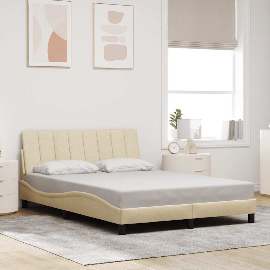 vidaXL Bettgestell ohne Matratze "Hanko" Creme 140x200 cm Stoff