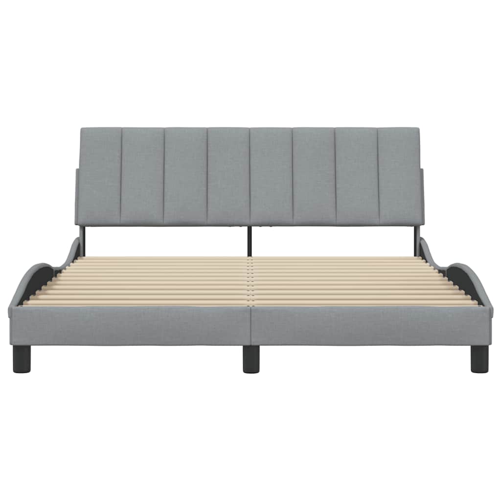 vidaXL Bettgestell ohne Matratze "Hanko" Hellgrau 160x200 cm Stoff