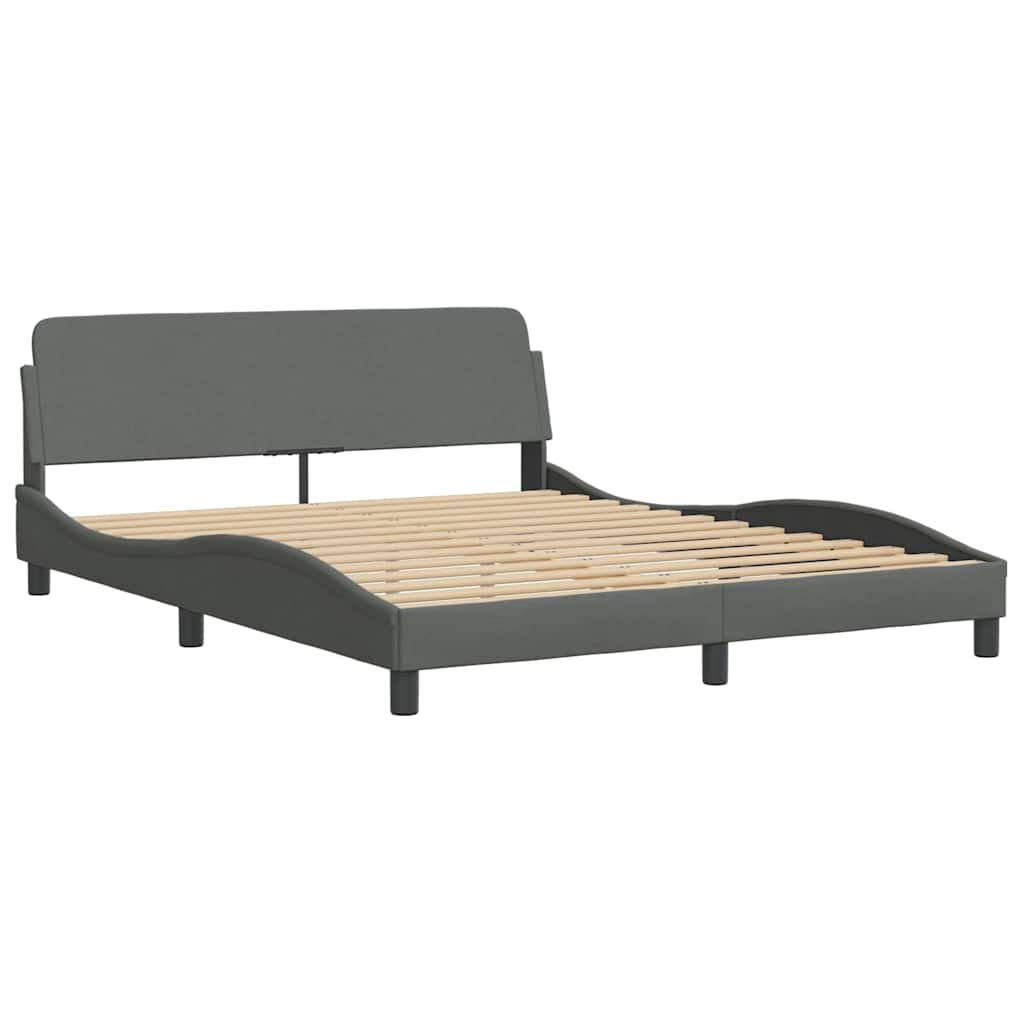 vidaXL Bettgestell ohne Matratze "Hanko" Dunkelgrau 160x200 cm Stoff