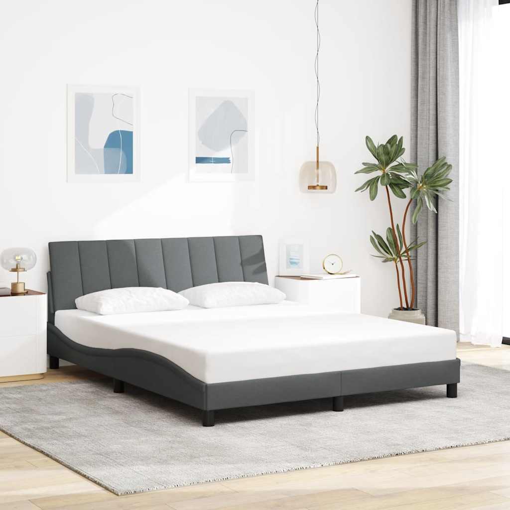 vidaXL Bettgestell ohne Matratze "Hanko" Dunkelgrau 160x200 cm Stoff