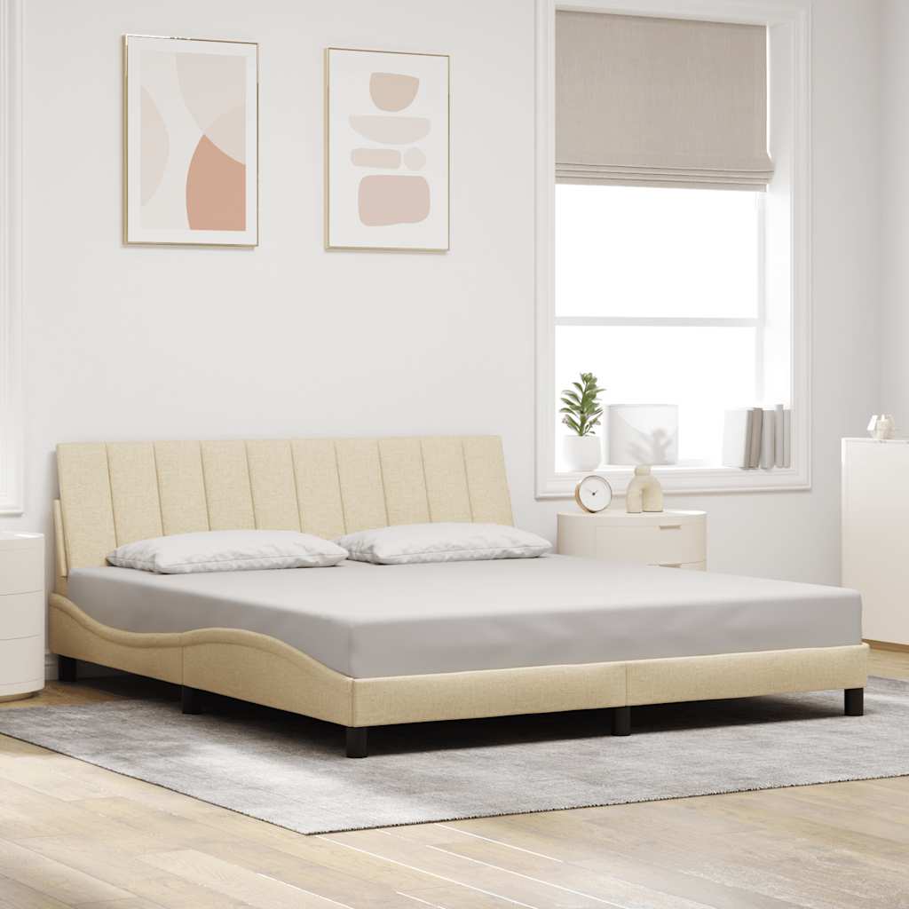 vidaXL Bettgestell ohne Matratze "Hanko" Creme 180x200 cm Stoff