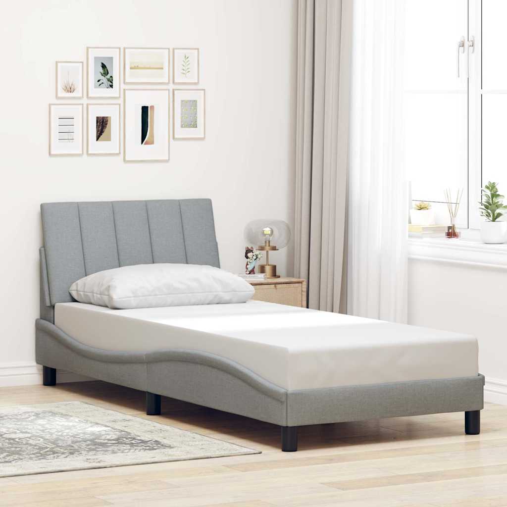 vidaXL Bettgestell ohne Matratze "Hanko" Hellgrau 80x200 cm Stoff