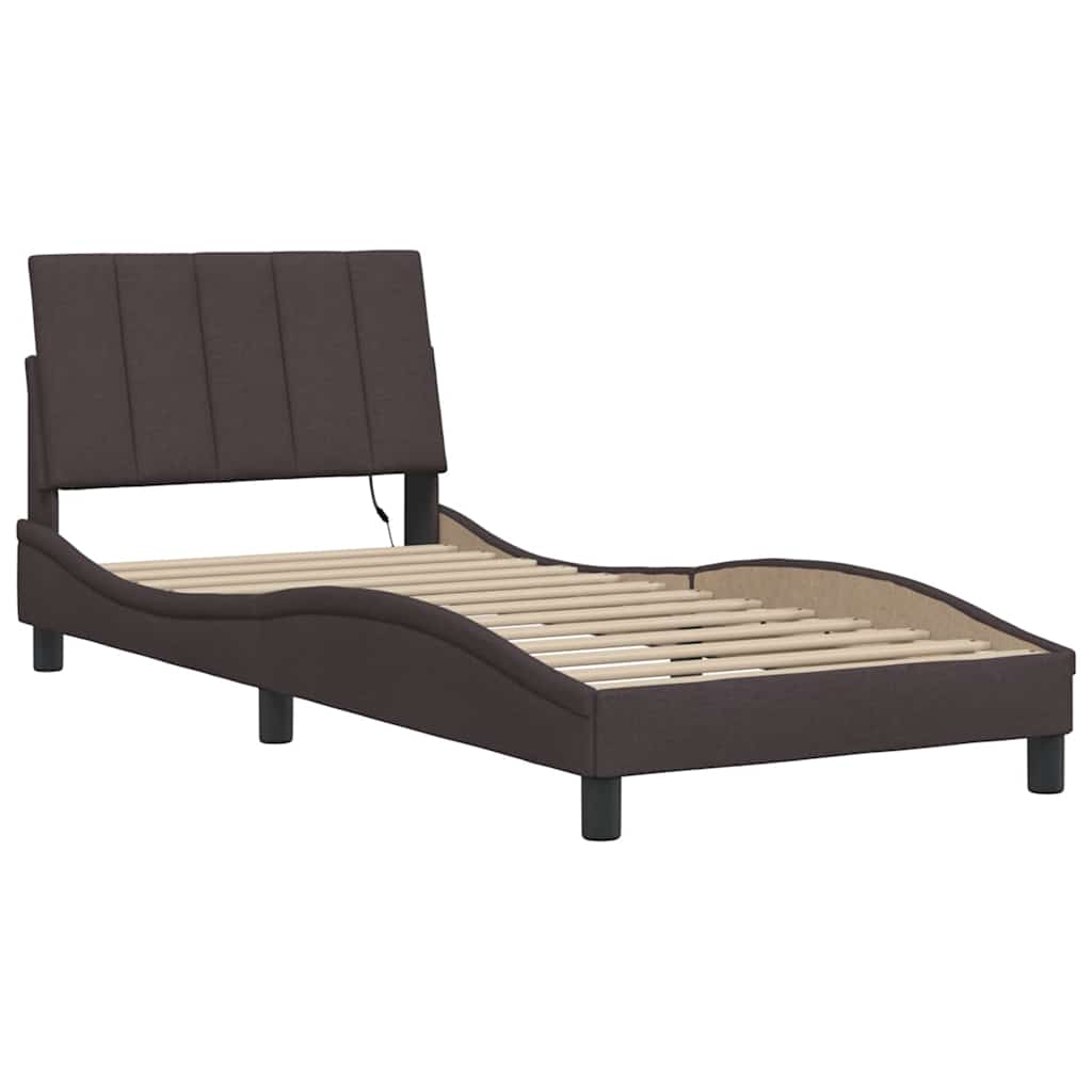 vidaXL Bettgestell ohne Matratze "Hanko" Dunkelbraun 80x200 cm Stoff