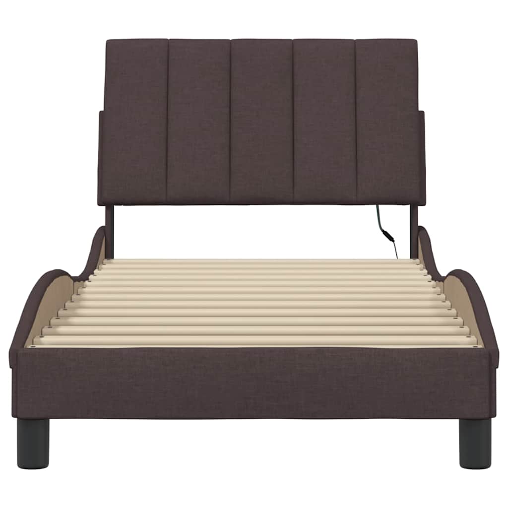 vidaXL Bettgestell ohne Matratze "Hanko" Dunkelbraun 80x200 cm Stoff