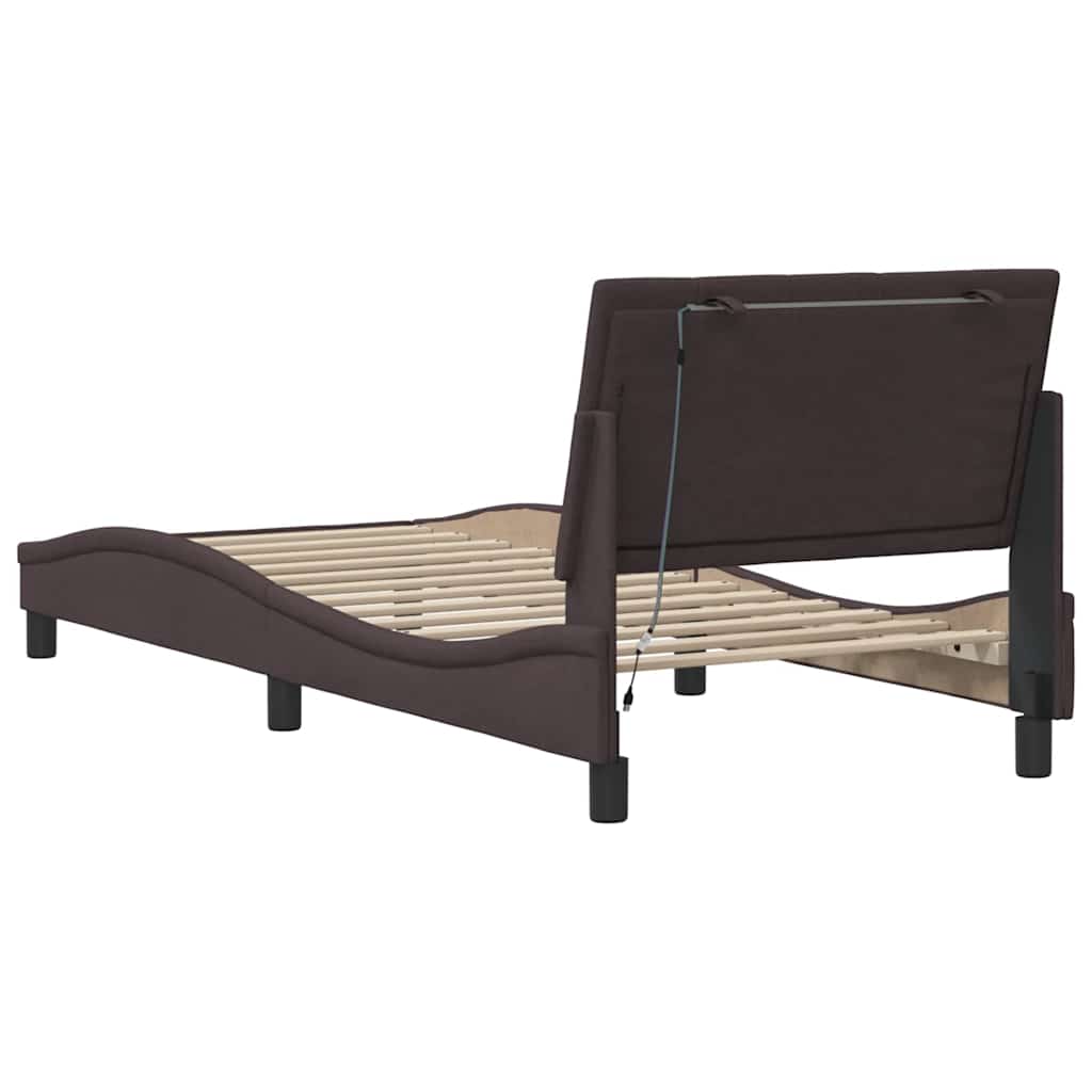 vidaXL Bettgestell ohne Matratze "Hanko" Dunkelbraun 80x200 cm Stoff