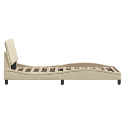 Bettgestell ohne Matratze "Hanko" Creme 80x200 cm Stoff