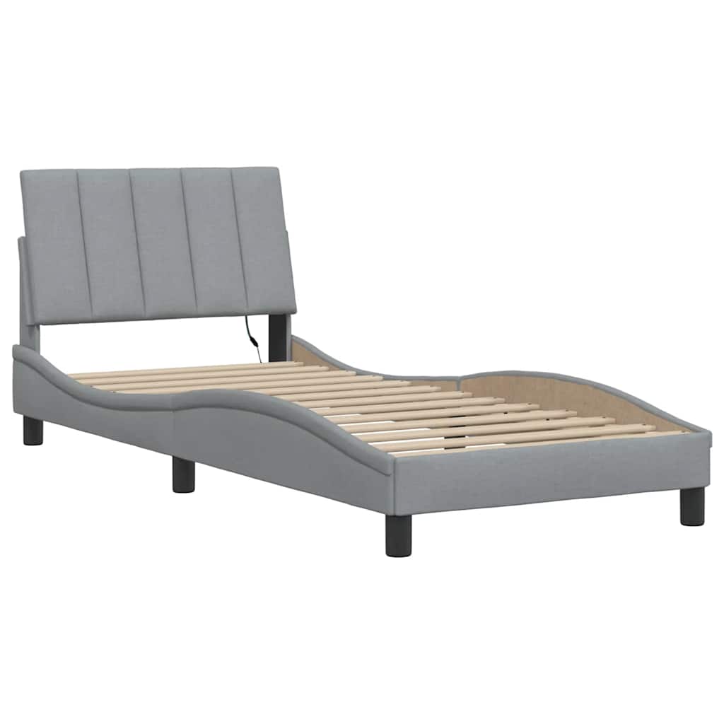 vidaXL Bettgestell ohne Matratze "Hanko" Hellgrau 90x190 cm Stoff