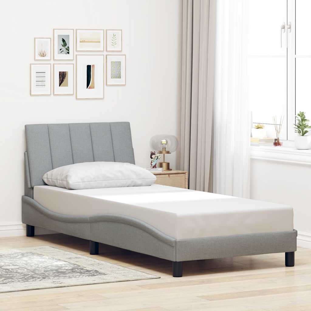 vidaXL Bettgestell ohne Matratze "Hanko" Hellgrau 90x190 cm Stoff