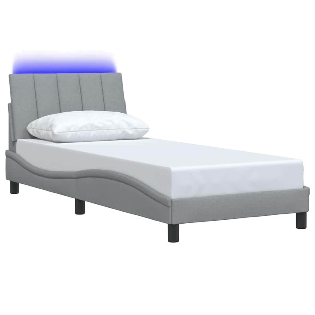 vidaXL Bettgestell ohne Matratze "Hanko" Hellgrau 90x190 cm Stoff