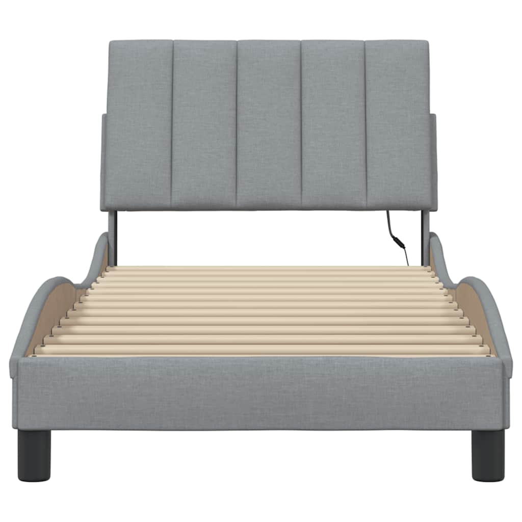 vidaXL Bettgestell ohne Matratze "Hanko" Hellgrau 90x190 cm Stoff