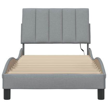 vidaXL Bettgestell ohne Matratze "Hanko" Hellgrau 90x190 cm Stoff