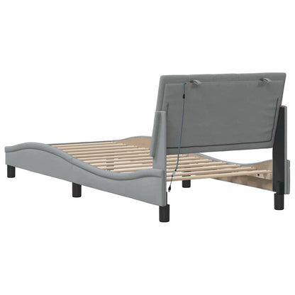 vidaXL Bettgestell ohne Matratze "Hanko" Hellgrau 90x190 cm Stoff