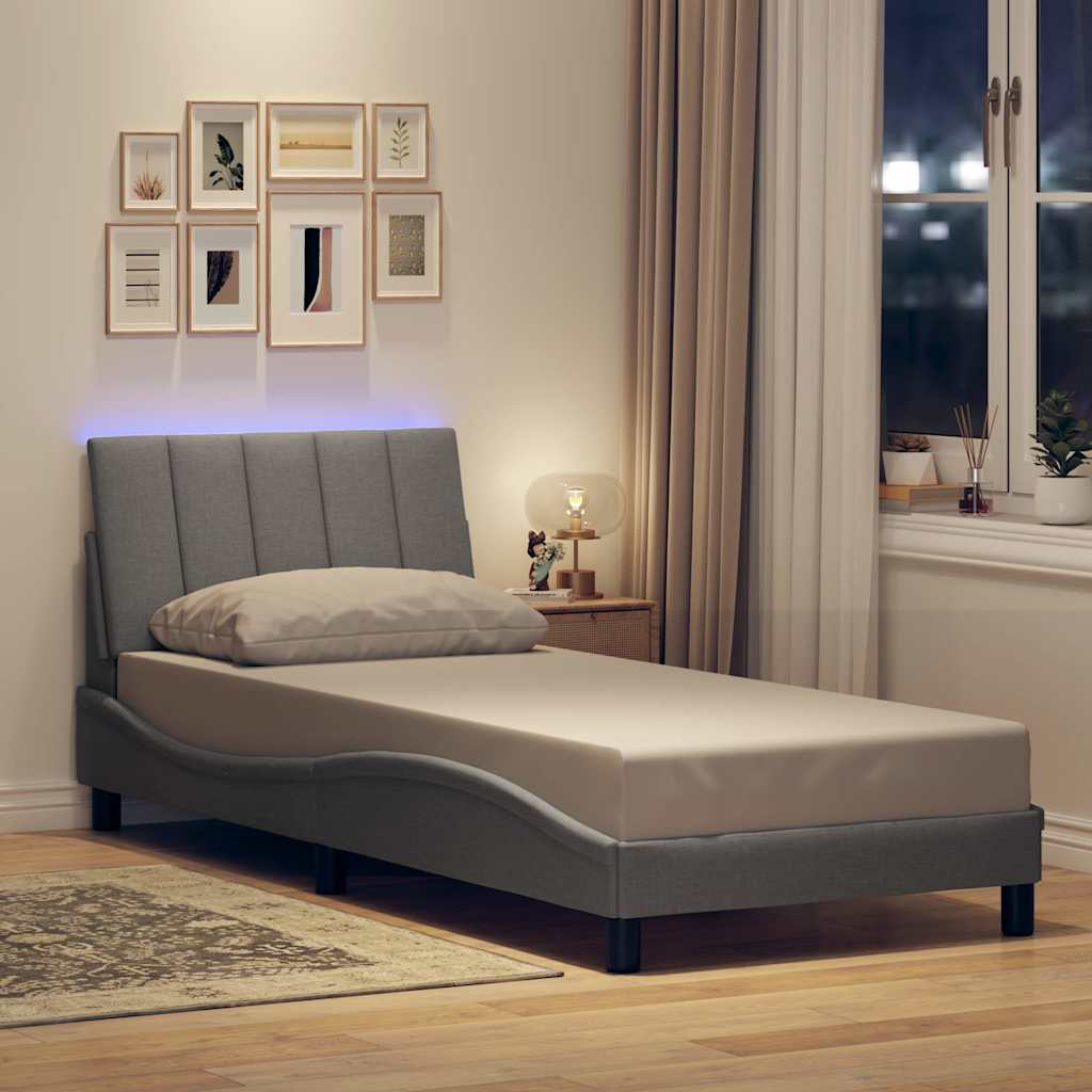 vidaXL Bettgestell ohne Matratze "Hanko" Hellgrau 90x190 cm Stoff
