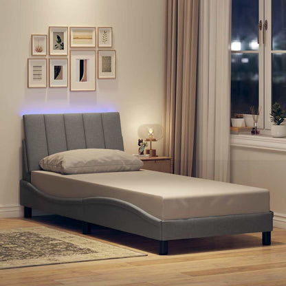 vidaXL Bettgestell ohne Matratze "Hanko" Hellgrau 90x190 cm Stoff