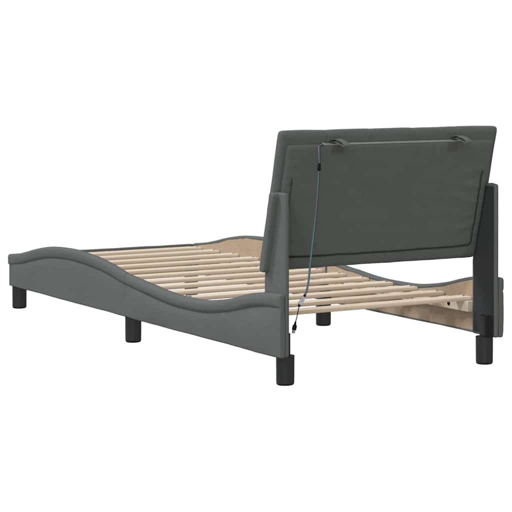 vidaXL Bettgestell ohne Matratze "Hanko" Dunkelgrau 90x190 cm Stoff