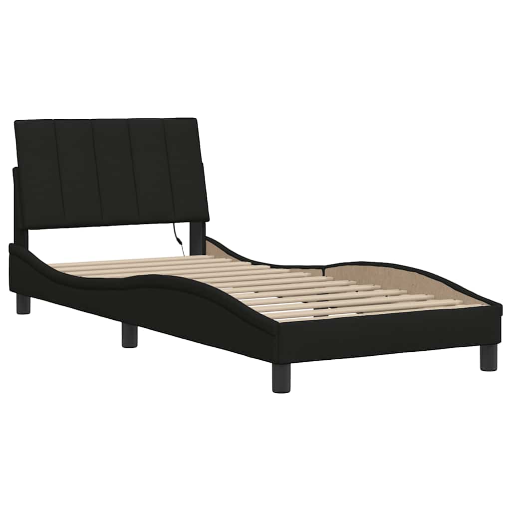 vidaXL Bettgestell ohne Matratze "Hanko" Schwarz 90x190 cm Stoff