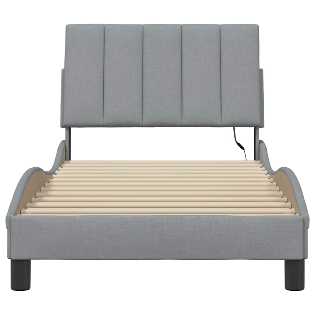 vidaXL Bettgestell ohne Matratze "Hanko" Hellgrau 90x200 cm Stoff