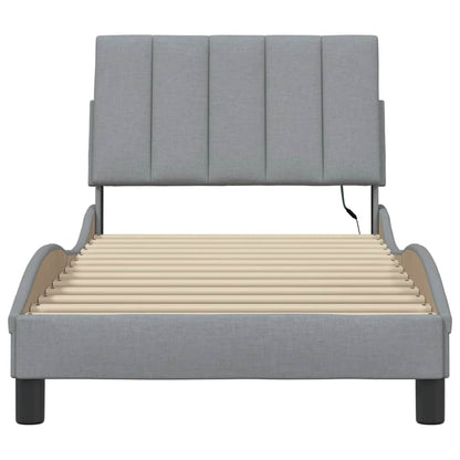 vidaXL Bettgestell ohne Matratze "Hanko" Hellgrau 90x200 cm Stoff