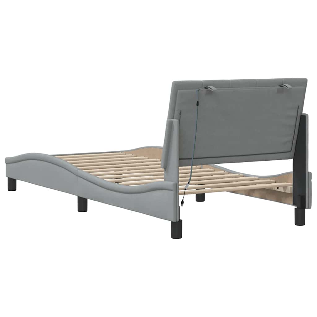 vidaXL Bettgestell ohne Matratze "Hanko" Hellgrau 90x200 cm Stoff