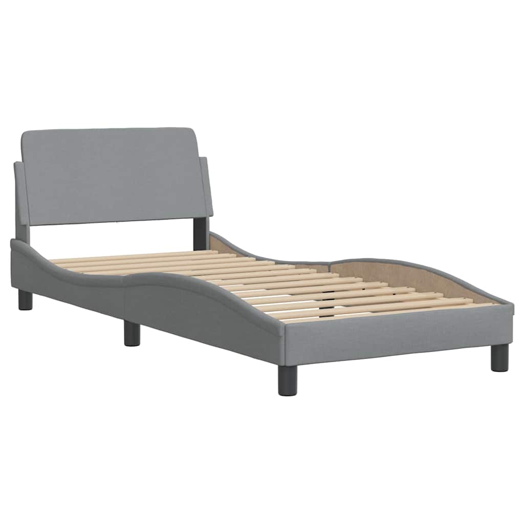 vidaXL Bettgestell ohne Matratze "Hanko" Hellgrau 90x200 cm Stoff