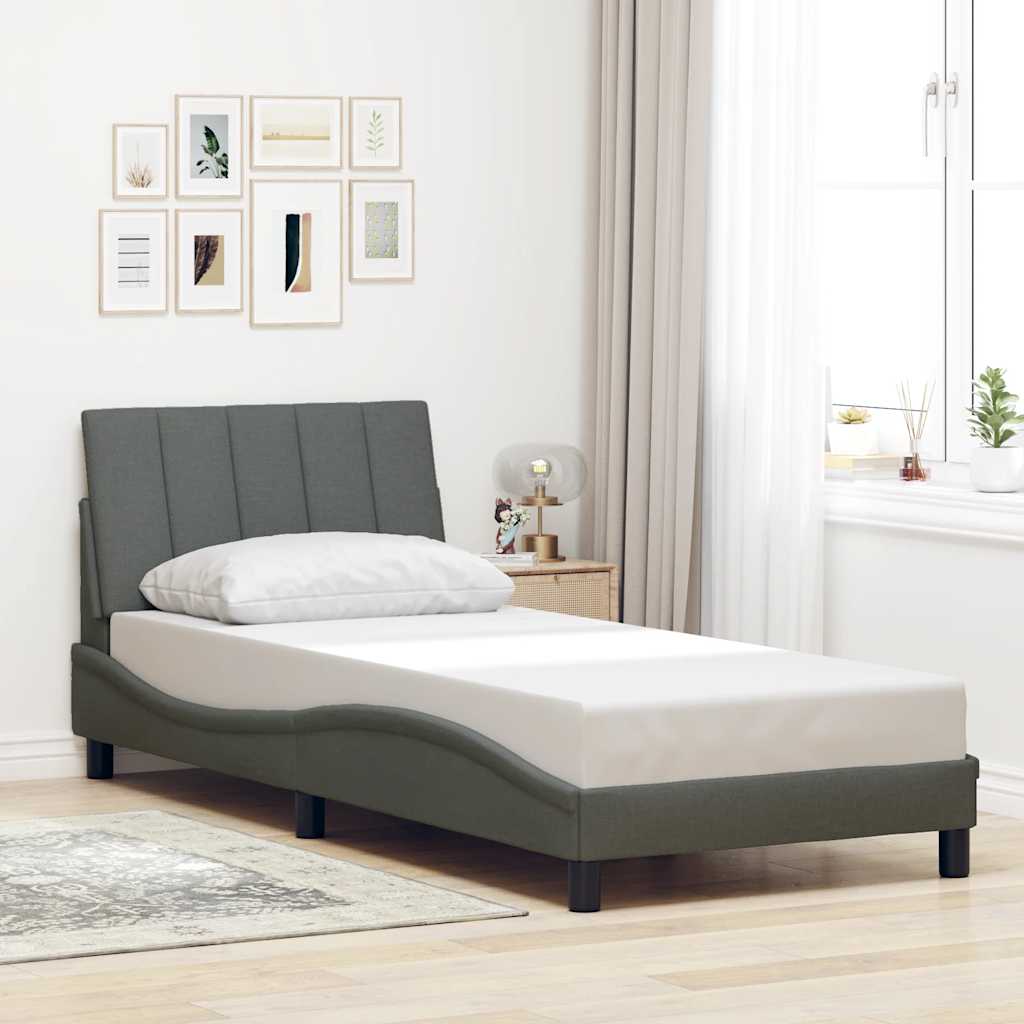 vidaXL Bettgestell ohne Matratze "Hanko" Dunkelgrau 90x200 cm Stoff