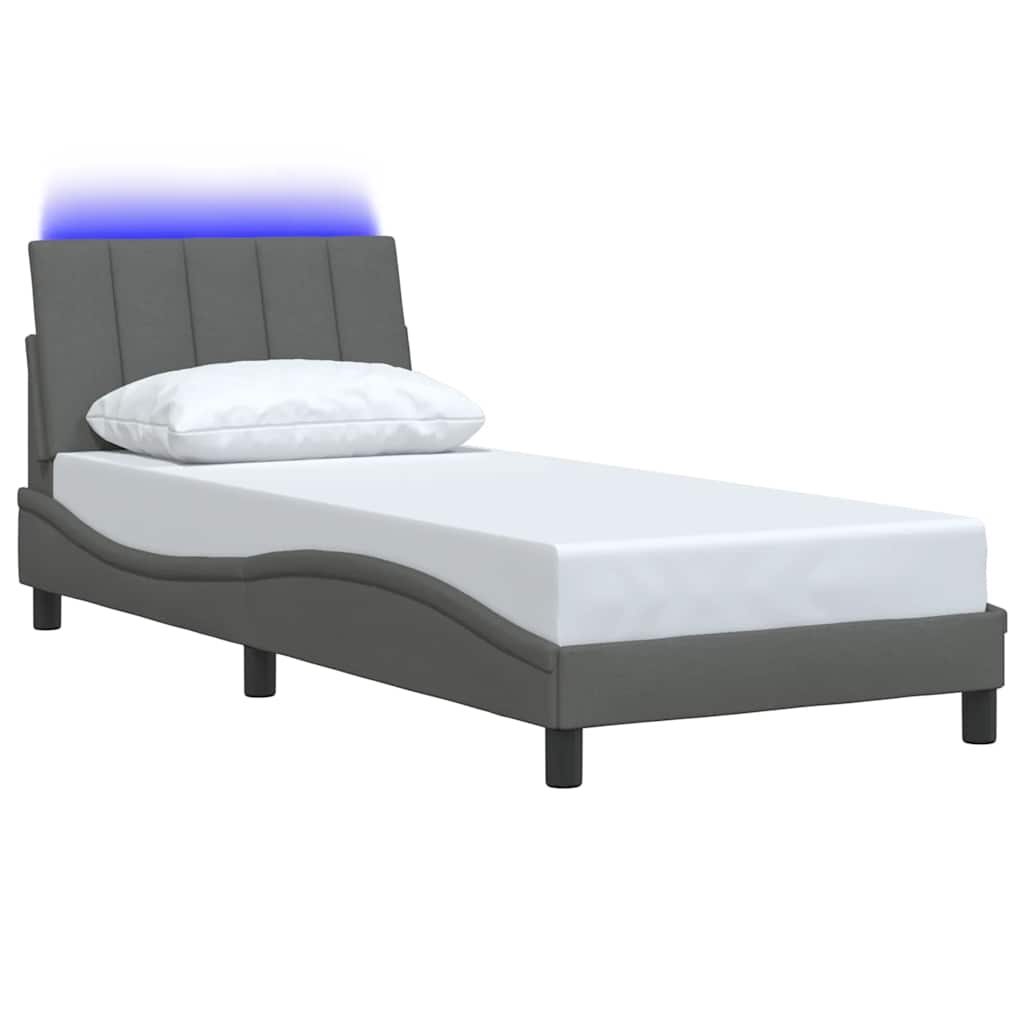 vidaXL Bettgestell ohne Matratze "Hanko" Dunkelgrau 90x200 cm Stoff