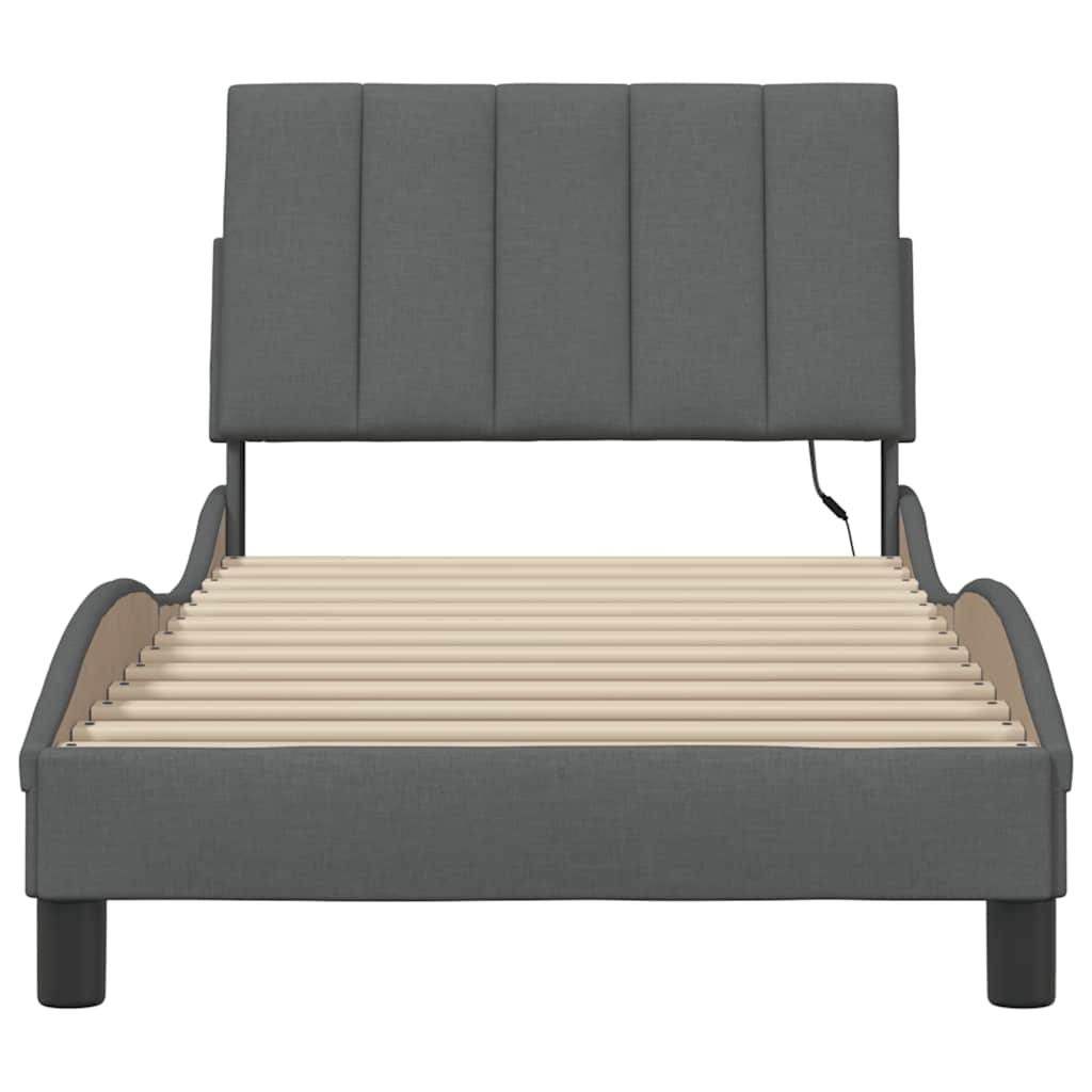 vidaXL Bettgestell ohne Matratze "Hanko" Dunkelgrau 90x200 cm Stoff