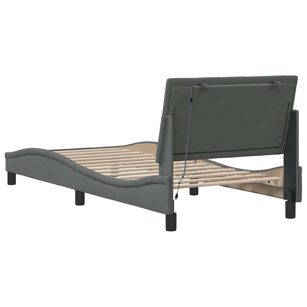 vidaXL Bettgestell ohne Matratze "Hanko" Dunkelgrau 90x200 cm Stoff