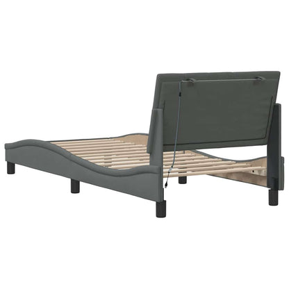 vidaXL Bettgestell ohne Matratze "Hanko" Dunkelgrau 90x200 cm Stoff