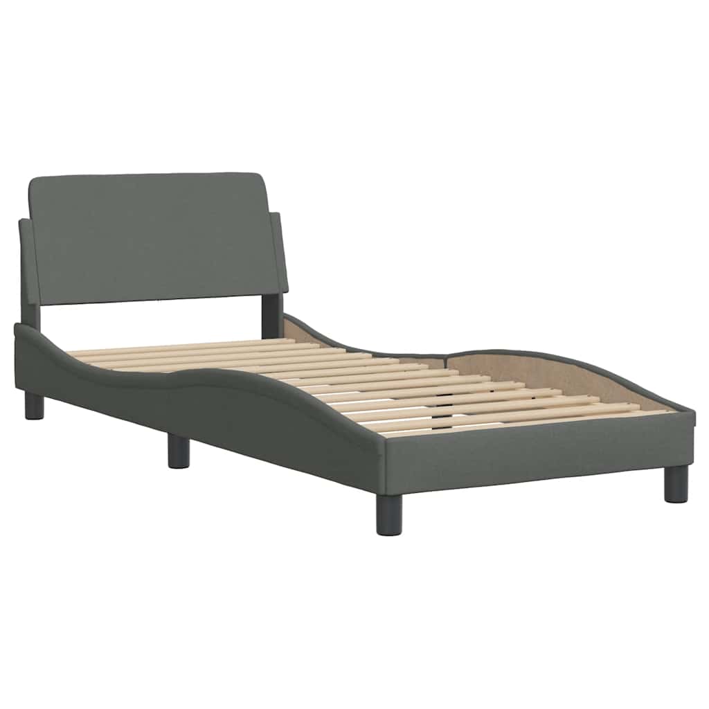 vidaXL Bettgestell ohne Matratze "Hanko" Dunkelgrau 90x200 cm Stoff